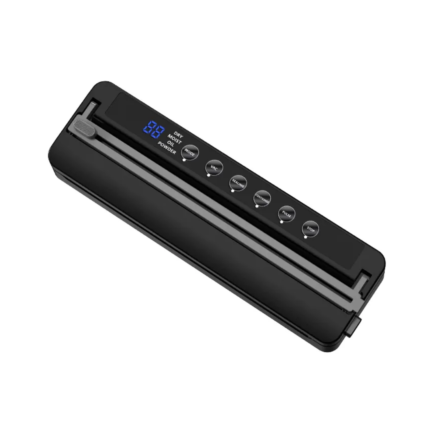 Vacuum Food Sealer with Sliding Cutter, Digital Display, External Vacuum Compatibility, Detachable Base