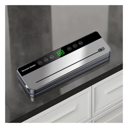 Stainless steel vacuum food sealing machine touchscreen, automatic high-quality household with bag cutter, external vacuum extraction