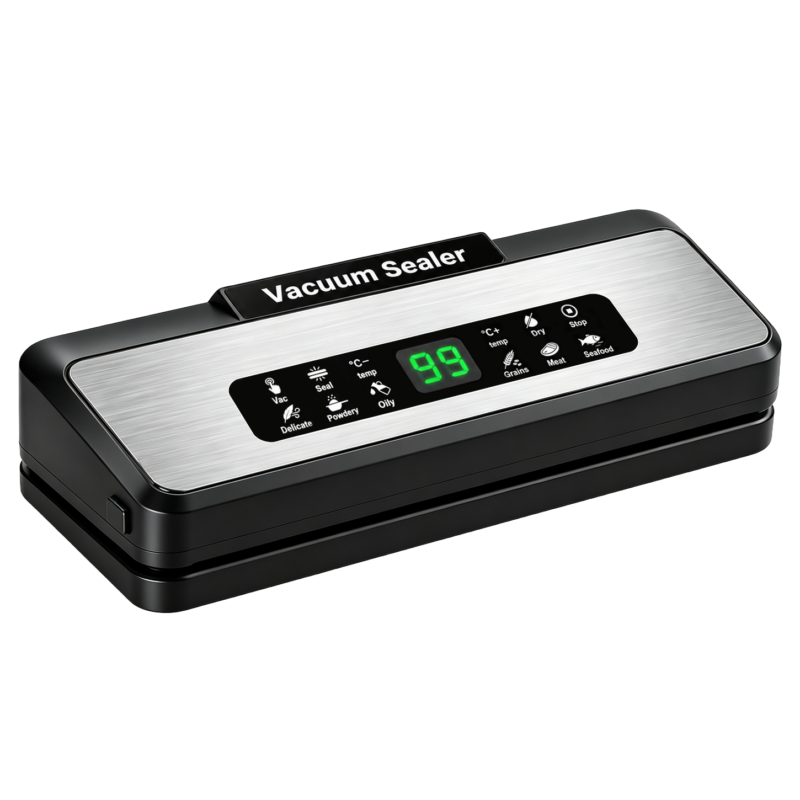 ouch Screen Food Vacuum Sealer Machine 65kPa 120W 30cm Seal 4L/min Wet Dry Bag Cutter External Hose Household 8 Modes